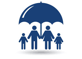 Family under umbrella